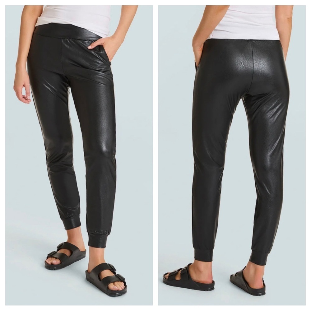 Commando Faux Leather Jogger Pants Black Womens Small